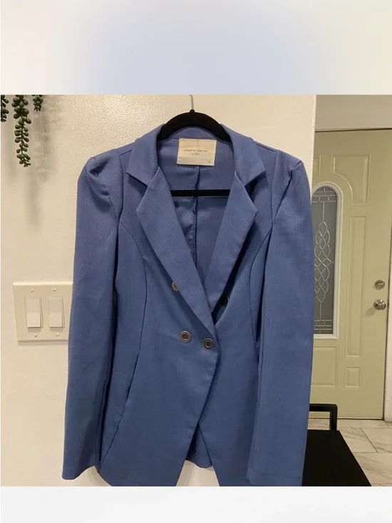 🌷2 for $15 Classic Double-Breasted Blue Women's Blazer - Picture 4 of 4